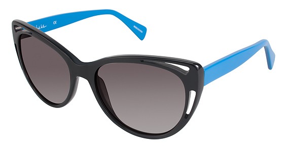 Nicole Miller Taylor Sunglasses, C01 BLACK/BLUE (Gradient Grey)