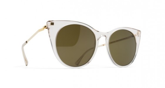 Mykita DESNA Sunglasses, C1 CHAMPAGNE/GLOSSY GOLD - LENS: RAW BROWN SOLID