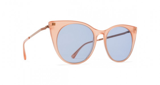 Mykita DESNA Sunglasses, C46 RHUBARB SORBET/SHINY COPPER - LENS: SKY BLUE SOLID