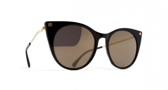 Mykita DESNA Sunglasses, C6 BLACK/GLOSSY GOLD - LENS: BRILLIANT GREY SOLID