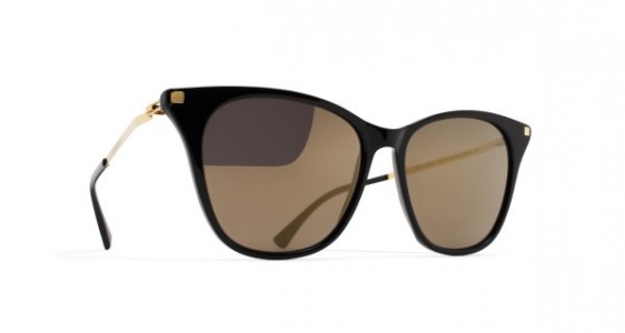 Mykita NILAK Sunglasses, C6 BLACK/GLOSSY GOLD - LENS: BRILLIANT GREY SOLID
