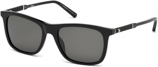 Montblanc MB606S Sunglasses, 01D - Shiny Black  / Smoke Polarized