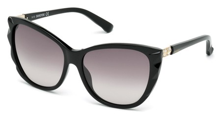 Swarovski FORTUNATE Sunglasses, 01B - Shiny Black / Gradient Smoke
