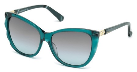 Swarovski FORTUNATE Sunglasses, 96F - Shiny Dark Green / Gradient Brown