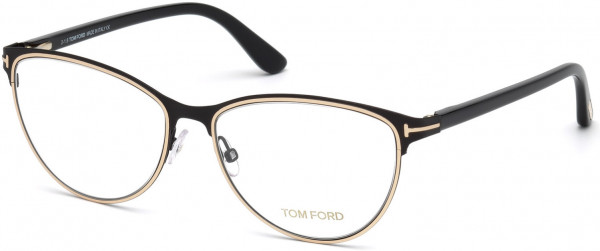Tom Ford FT5420 Eyeglasses, 005 - Matte Black Metal & Shiny Rose Gold, Shiny Black Temples