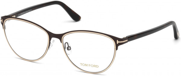 Tom Ford FT5420 Eyeglasses, 049 - Matte Dark Brown & Shiny Rose Gold, Shiny Classic Dark Havana Temples