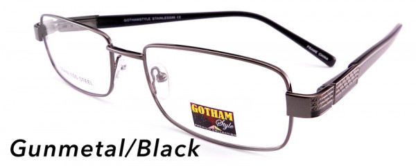Smilen Eyewear Gotham Premium Steel 6 Eyeglasses, Gun/Black
