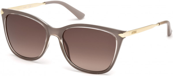 Guess GU7483 Sunglasses, 57F - Crystal Taupe With Gold Temples/brown Gradient Lens