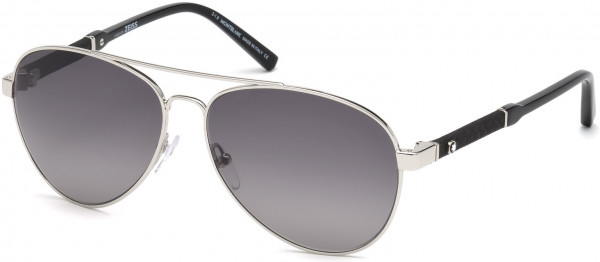 Montblanc MB645S Sunglasses, 16B - Shiny Palladium / Gradient Smoke