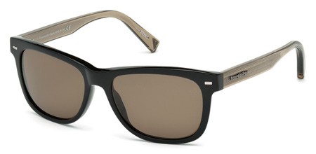 Ermenegildo Zegna EZ-0028 Sunglasses, 01M - Shiny Black / Roviex Polarized