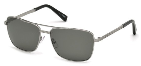 Ermenegildo Zegna EZ-0031 Sunglasses, 15D - Matte Light Ruthenium / Smoke Polarized