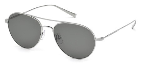 Ermenegildo Zegna EZ-0033 Sunglasses, 14D - Shiny Light Ruthenium / Smoke Polarized