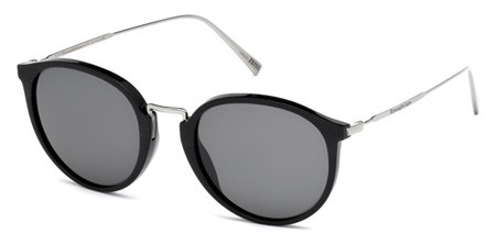 Ermenegildo Zegna EZ-0048 Sunglasses, 01A - Shiny Black / Smoke