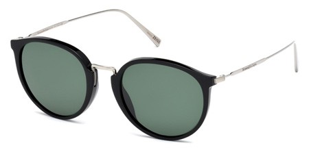 Ermenegildo Zegna EZ-0048 Sunglasses, 01R - Shiny Black / Green Polarized