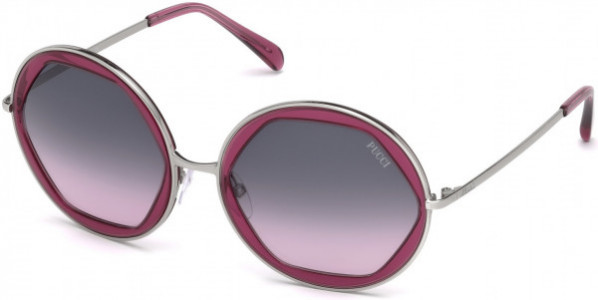 Emilio Pucci EP0036 Sunglasses, 81B - Light Ruthenium, Transparent Plum/ Gradient Smoke-To-Rose Lenses
