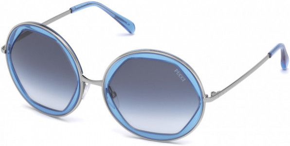 Emilio Pucci EP0036 Sunglasses, 84W - Light Ruthenium, Transparent Blue/ Gradient Blue Lenses
