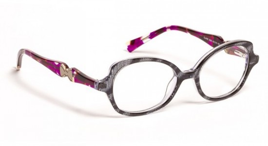 J.F. Rey CLAIRE Eyeglasses, CLAIRE 0080 BLACK STRIPES WITH FUSCHIA TEMPLES 6/8 (0080)