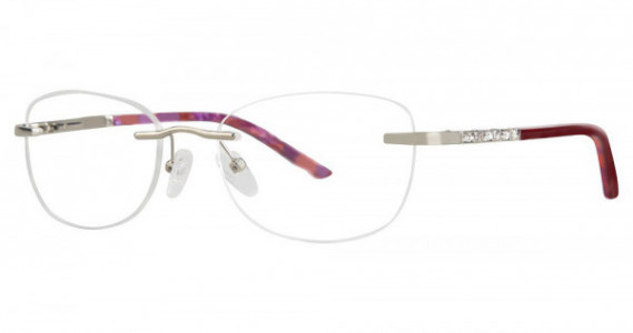 Genevieve LAVISH Eyeglasses, Silver/Burgundy