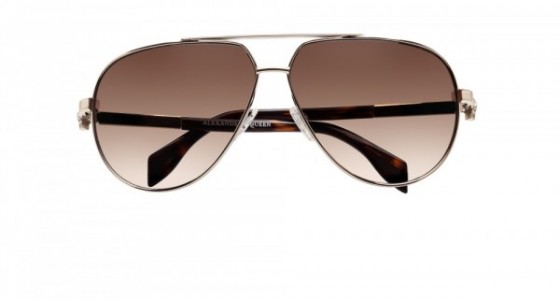 Alexander McQueen AM0018S Sunglasses, 002 - GOLD with BROWN lenses