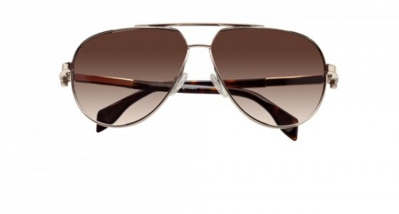 Alexander McQueen AM0018SA Sunglasses, GOLD with BROWN lenses