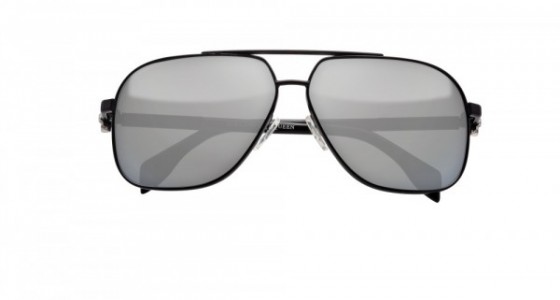 Alexander McQueen AM0019SA Sunglasses, BLACK with SILVER lenses