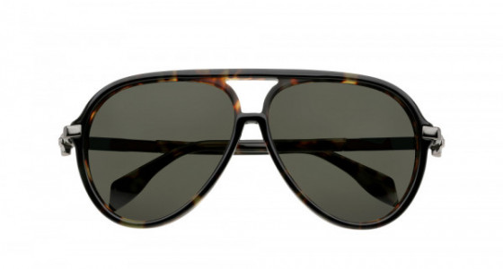 Alexander McQueen AM0020S Sunglasses, AVANA with RUTHENIUM temples and GREEN lenses