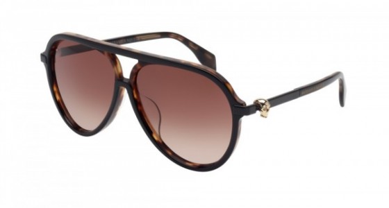Alexander McQueen AM0020SA Sunglasses, BLACK with BROWN lenses