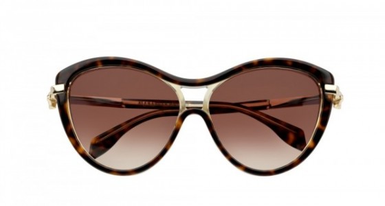 Alexander McQueen AM0021S Sunglasses, AVANA with GOLD temples and BROWN lenses