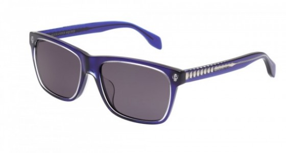 Alexander McQueen AM0025SA Sunglasses, BLUE with GREY lenses