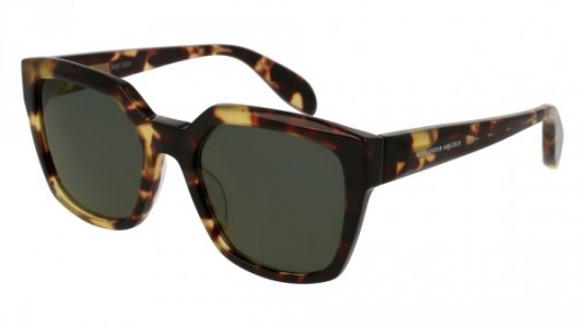 Alexander McQueen AM0042S Sunglasses, HAVANA with GREEN lenses