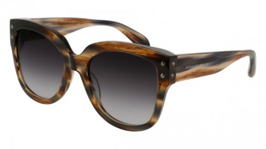 Alexander McQueen AM0051S Sunglasses, 002 - HAVANA with SMOKE lenses