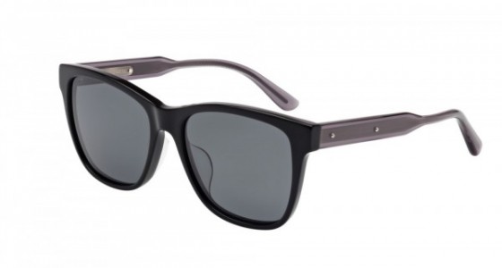 Bottega Veneta BV0001SA Sunglasses, BLACK with GREY temples and SMOKE polarized lenses