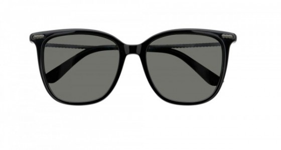 Bottega Veneta BV0028S Sunglasses, BLACK with RUTHENIUM temples and GREY polarized lenses
