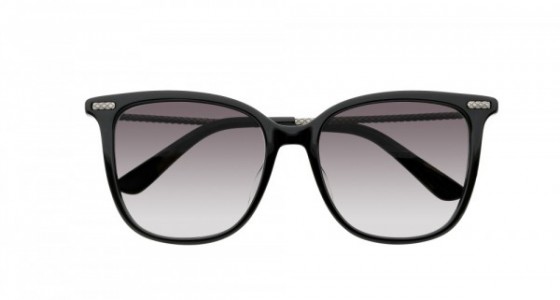Bottega Veneta BV0028SA Sunglasses, BLACK with SILVER temples and GREY lenses