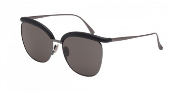 Bottega Veneta BV0038S Sunglasses, BLACK with RUTHENIUM temples and GREY lenses