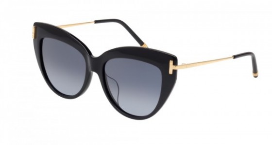 Boucheron BC0016SA Sunglasses, BLACK with GOLD temples and GREY lenses