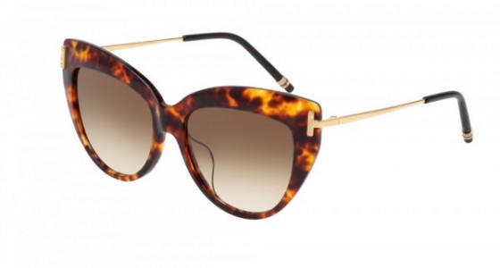 Boucheron BC0016SA Sunglasses, HAVANA with GOLD temples and BROWN lenses