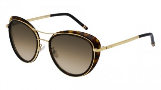 Boucheron BC0023S Sunglasses, 002 - HAVANA with GOLD temples and BROWN lenses