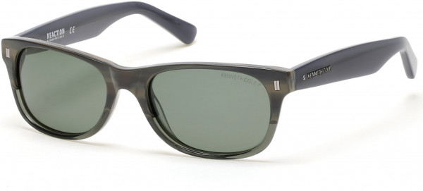 Kenneth Cole New York KC7206 Sunglasses, 65R - Wood Texture Grey Horn, Matte Grey Temples, Polarized Green Lens