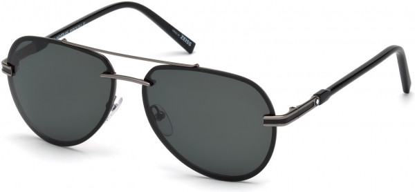 Montblanc MB643S Sunglasses, 08A - Shiny Gumetal  / Smoke