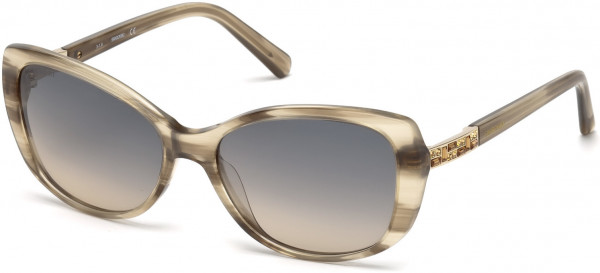 Swarovski SK0124 Sunglasses, 57B - Shiny Beige / Gradient Smoke Lenses