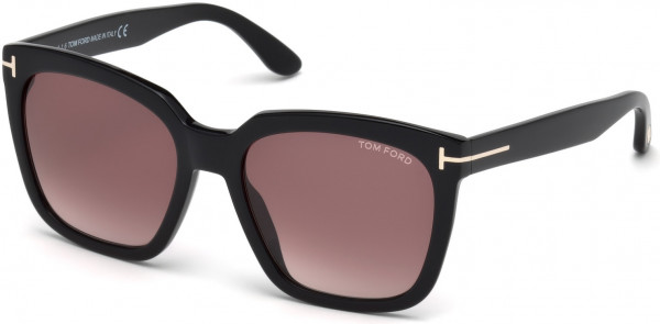 Tom Ford FT0502-F Sunglasses, 01T - Shiny Black / Gradient Burgundy Lenses
