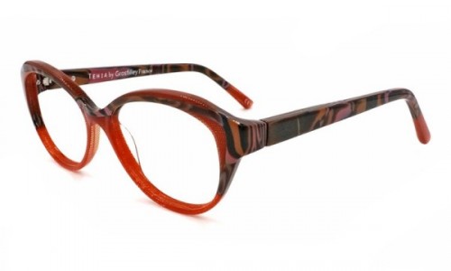Tehia T50019 Eyeglasses, C02 Orange Dot Brown Pink