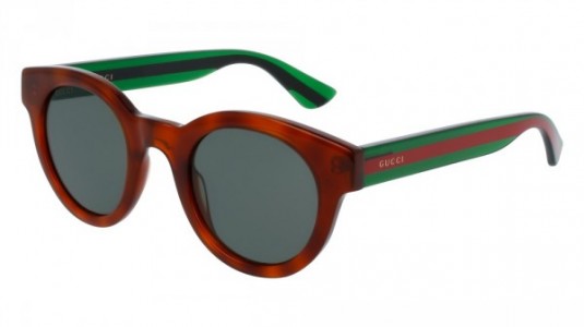 Gucci GG0002S Sunglasses, 003 - HAVANA with GREEN temples and GREEN lenses