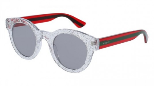 Gucci GG0002S Sunglasses, 005 - SILVER with RED temples and SILVER lenses
