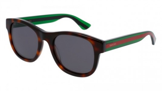 Gucci GG0003S Sunglasses, 003 - HAVANA with GREEN temples and GREY lenses