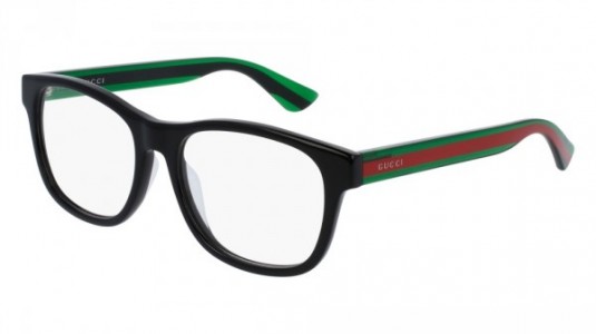 Gucci GG0004OA Eyeglasses, 002 - BLACK with GREEN temples