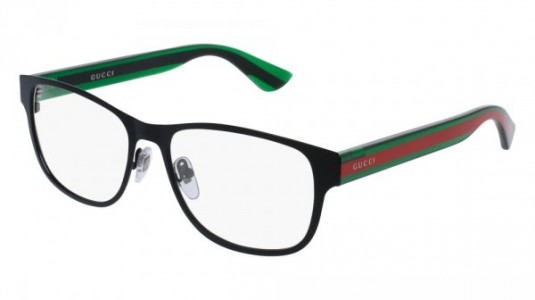 Gucci GG0007O Eyeglasses, 002 - BLACK with GREEN temples