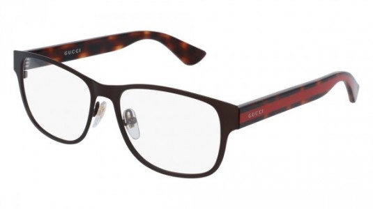 Gucci GG0007O Eyeglasses, 004 - BROWN with HAVANA temples