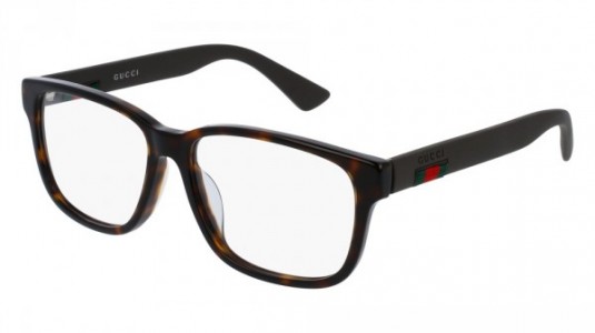 Gucci GG0011OA Eyeglasses, 002 - HAVANA with BROWN temples
